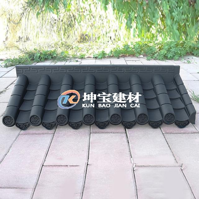樹脂瓦仿古一體屋檐瓦塑料瓦中式pvc仿古門頭屋檐塑料圍墻裝飾瓦