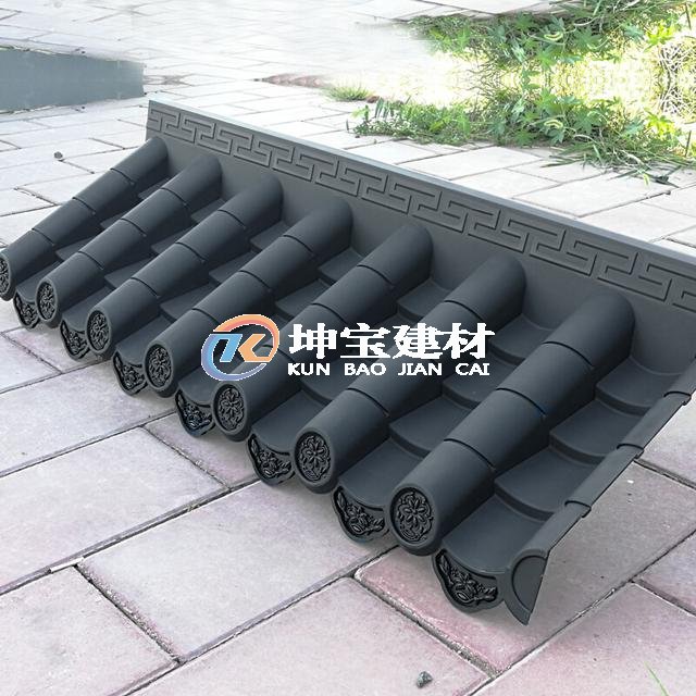 樹脂瓦仿古一體屋檐瓦塑料瓦中式pvc仿古門頭屋檐塑料圍墻裝飾瓦